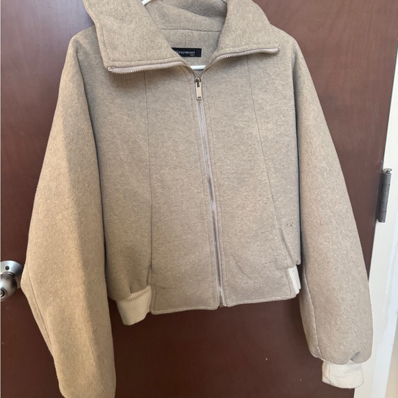 Jackets & Blazers - Beige Zip-Up Jacket